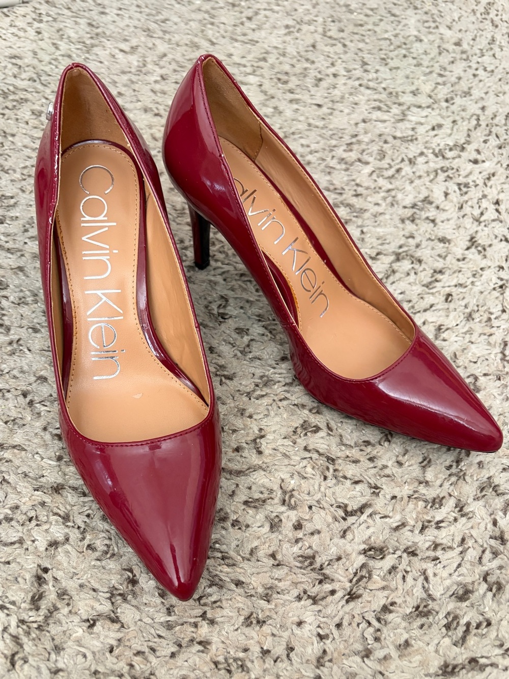 Calvin Klein Women’s Red Patent Pointed-Toe Pumps